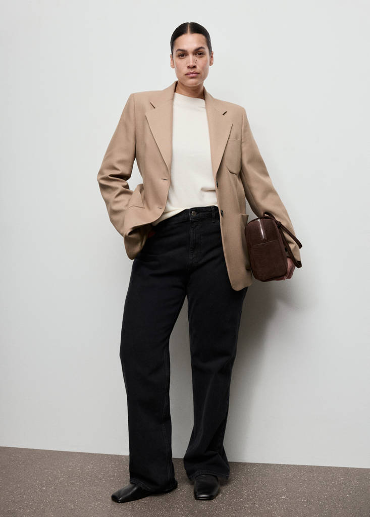 Wool-blend suit jacket with pockets — Medium Brown
