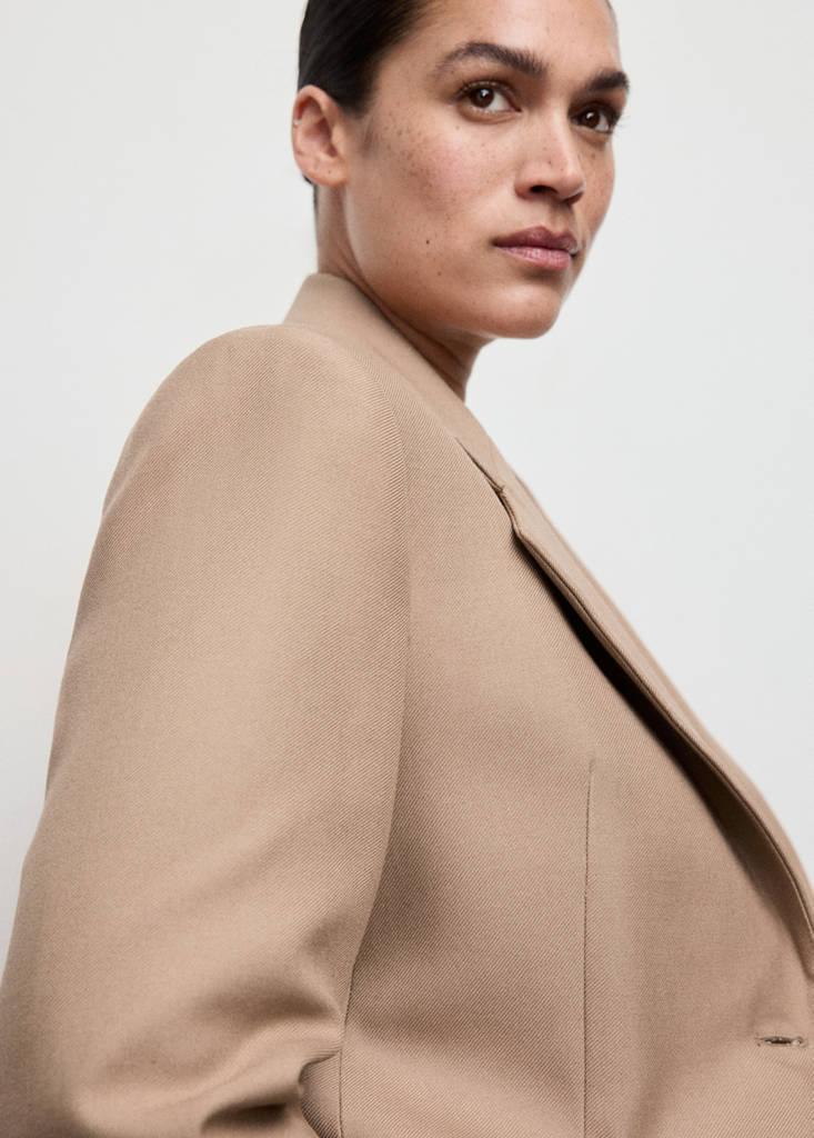 Wool-blend suit jacket with pockets — Medium Brown
