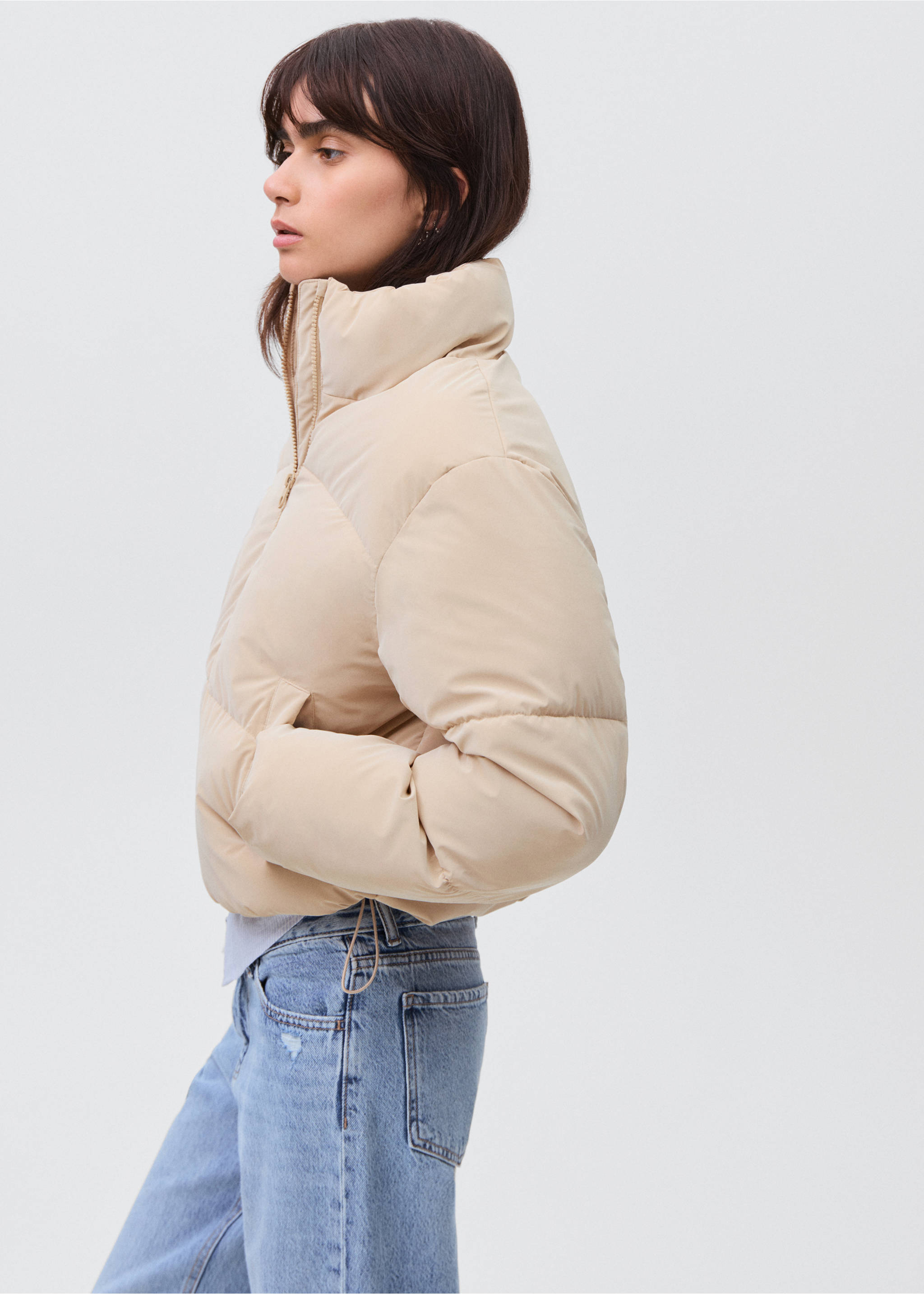 Soft quilted anorak - Details of the article 2, Beige. Ref: 17076325-00.