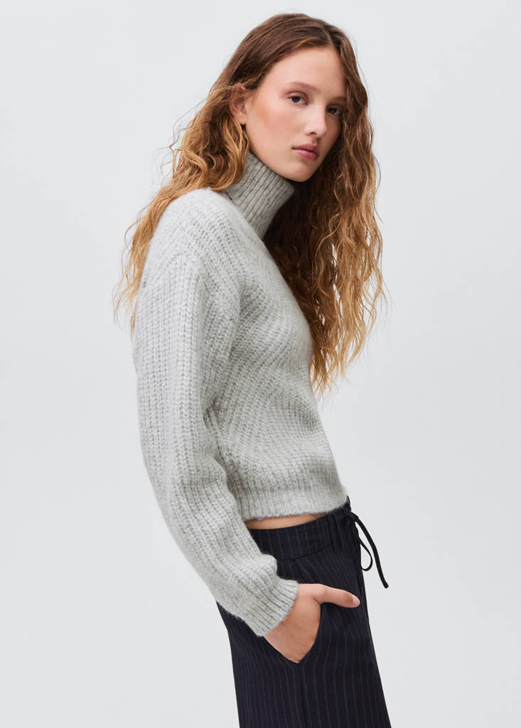 Turtleneck knit sweater — Light Heather Grey