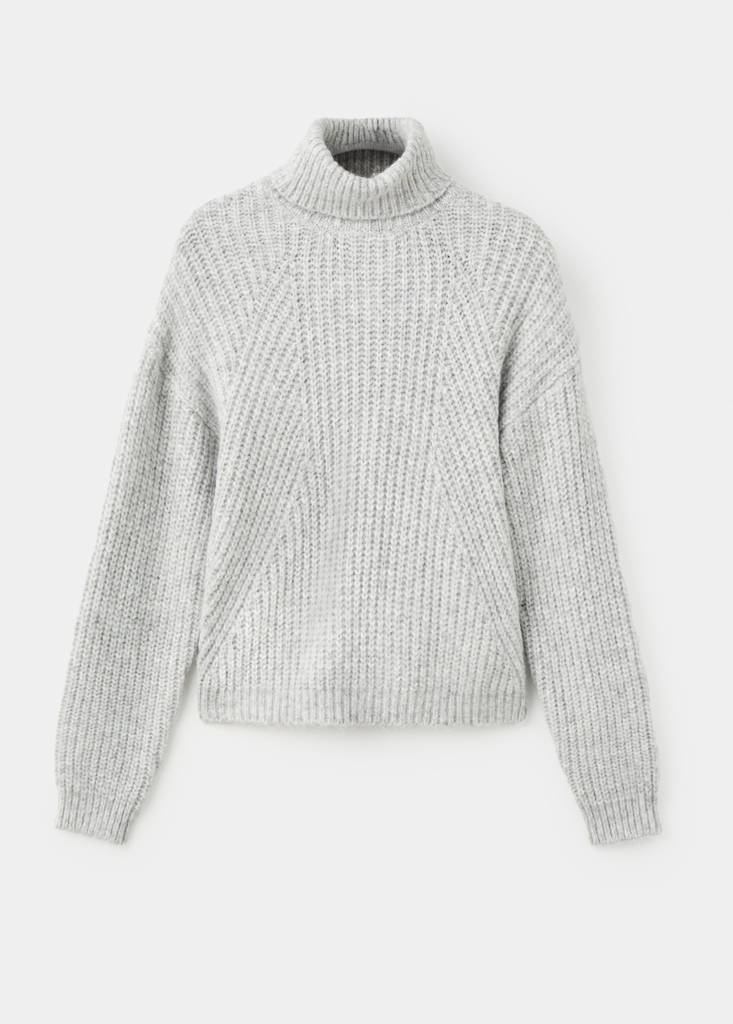 Turtleneck knit sweater — Light Heather Grey