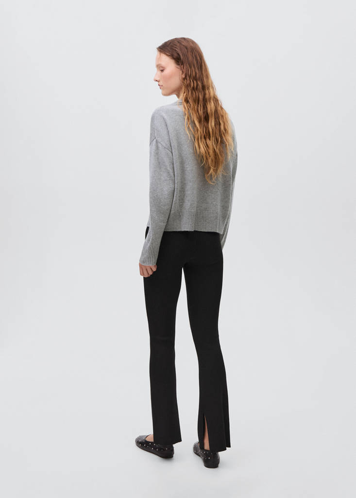 Ribbed flared trousers — Black