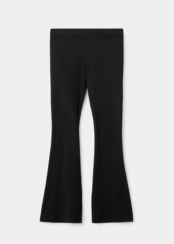 Ribbed flared trousers — Black