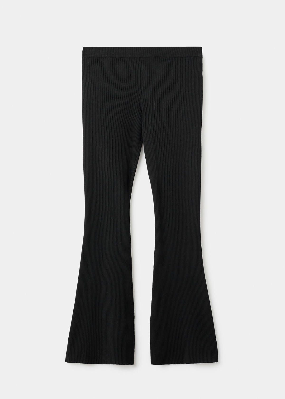 Ribbed flared trousers — Black