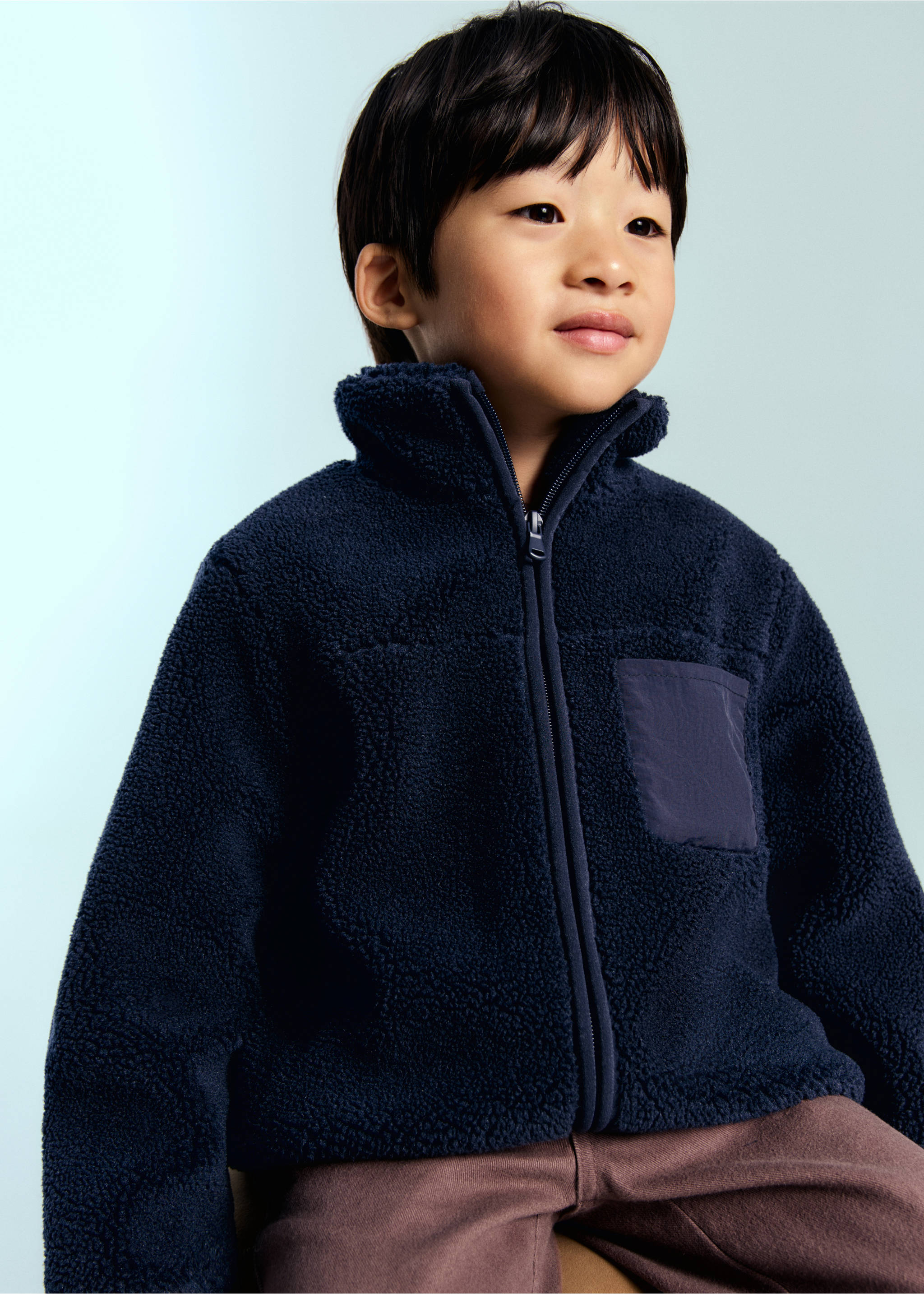 Chaqueta tejido polar - Plano medio, Azul marino. Ref: 17076333-00.