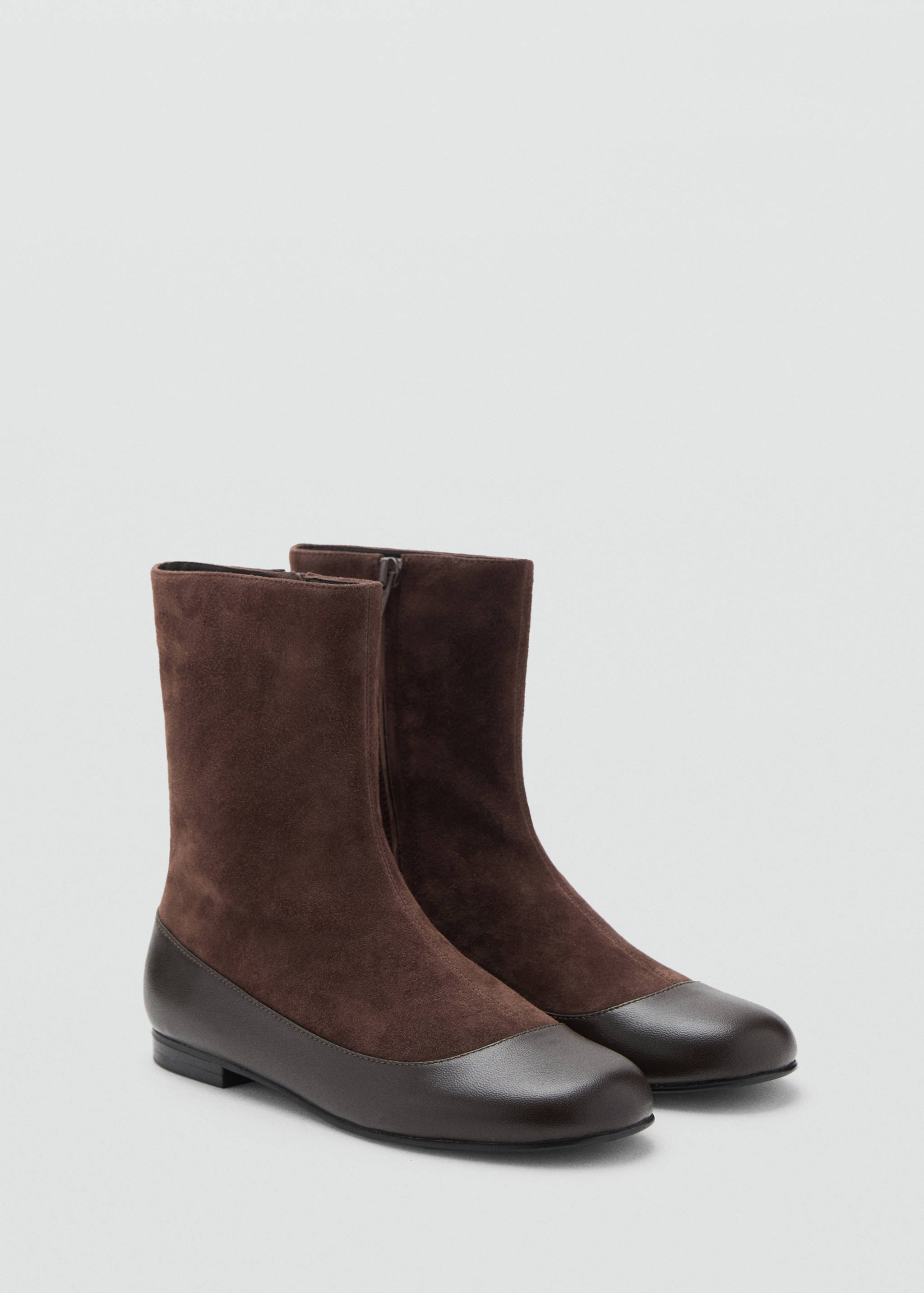 Combined leather ankle boot - Medium plane