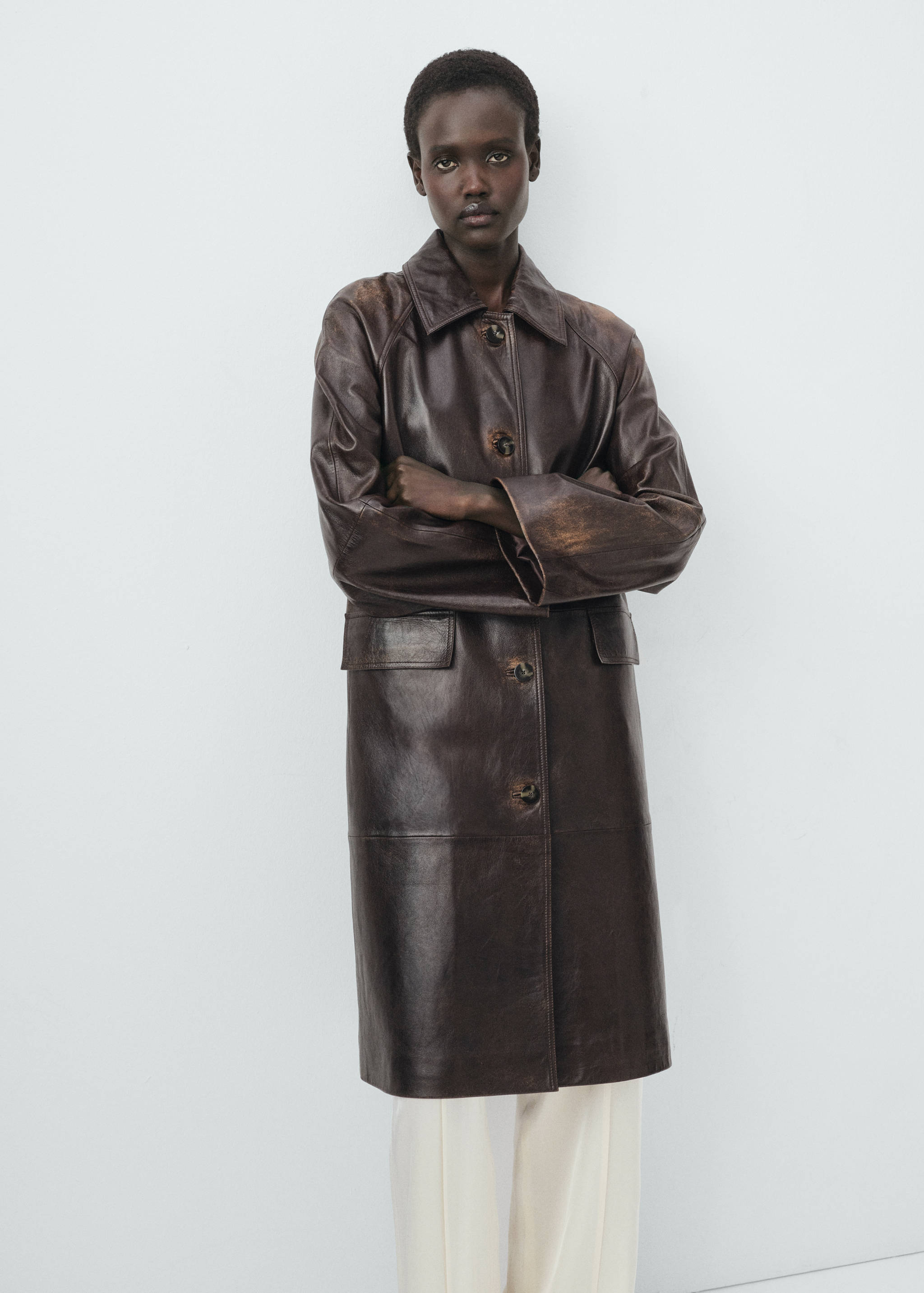 100% leather full-length coat - Medium plane