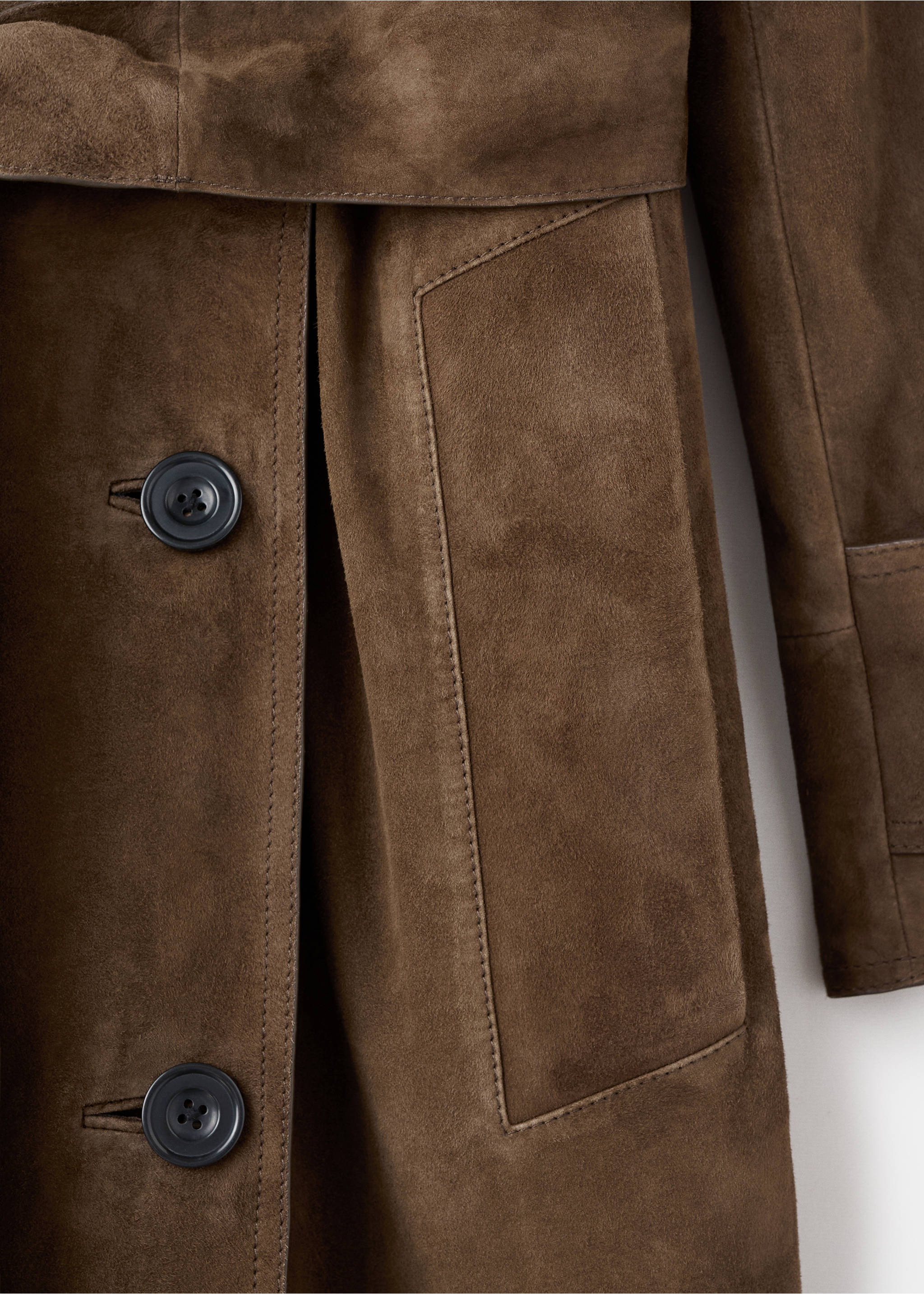 Trench 100 % daim double boutonnage - Détail de l'article 0, Kaki. Ref: 17076344-00.