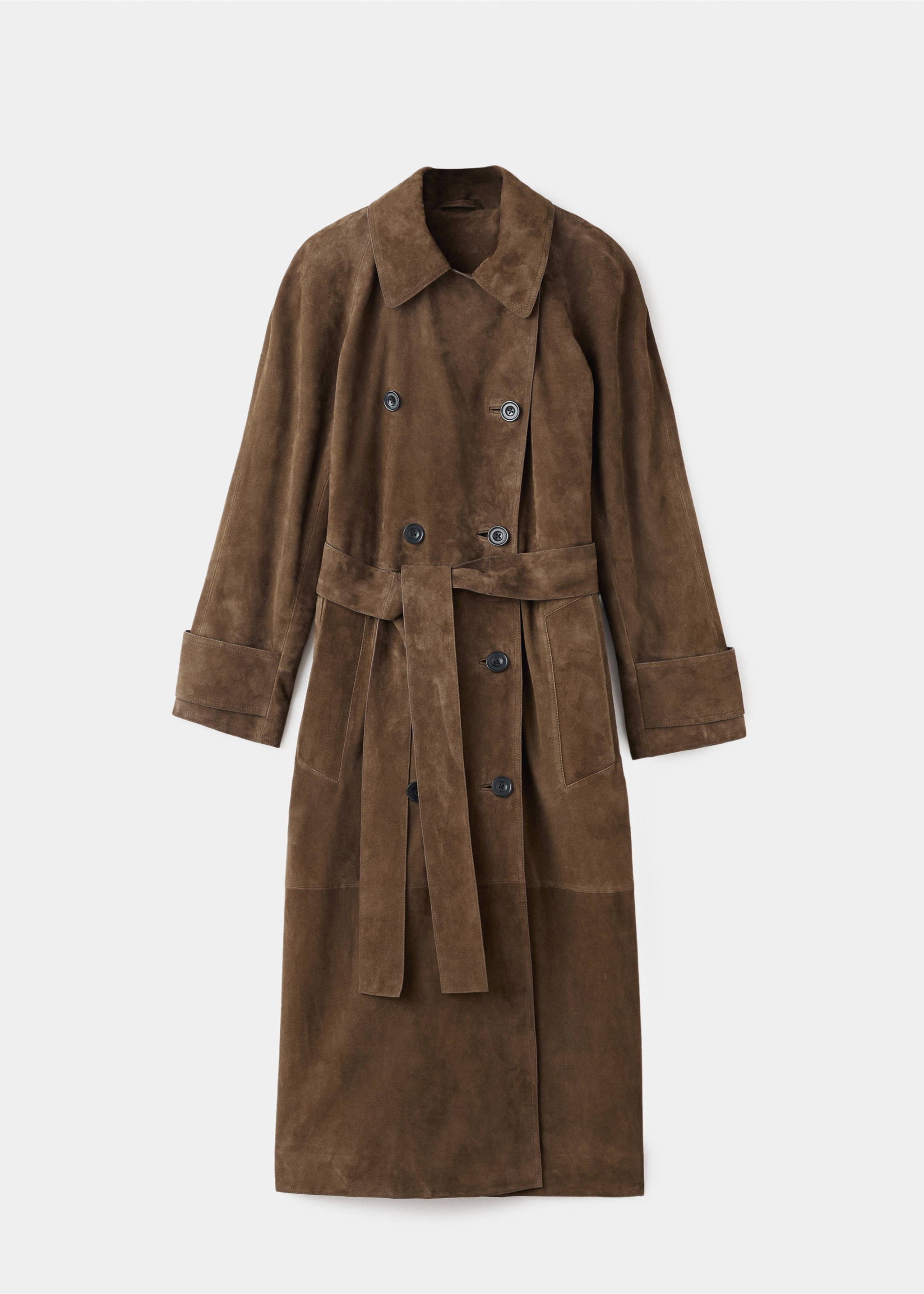 100% suede double-breasted trench coat - Article without model, Khaki. Ref: 17076344-00.