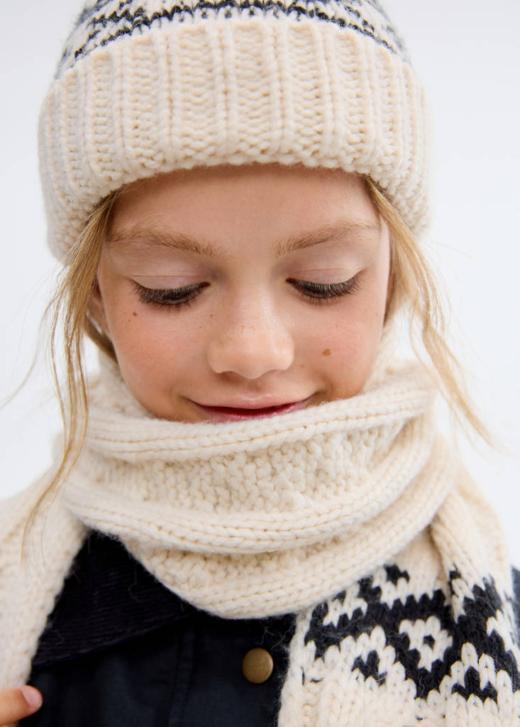 MANGO KIDS - Écharpe en maille écru - Taille unique - Fille