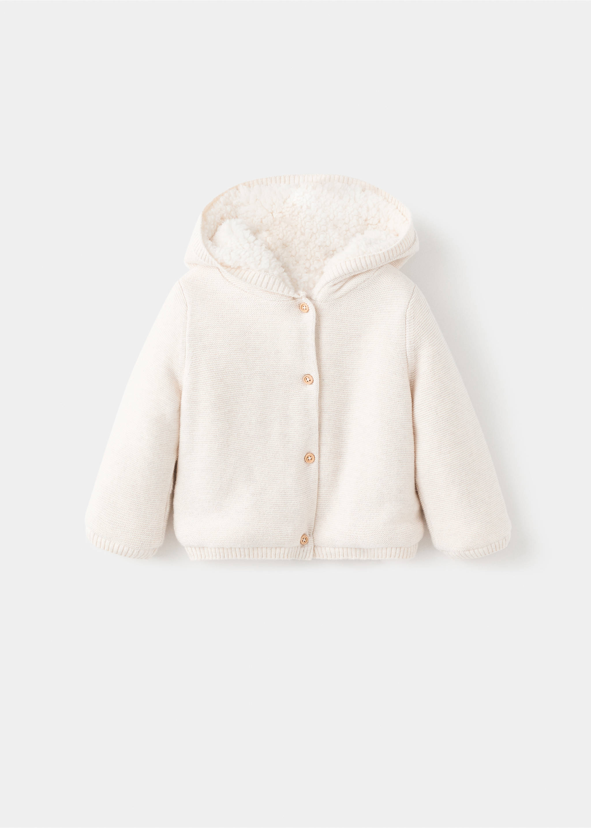 Knit cardigan with fleece lining - Article without model, Sand. Ref: 17076348-00.