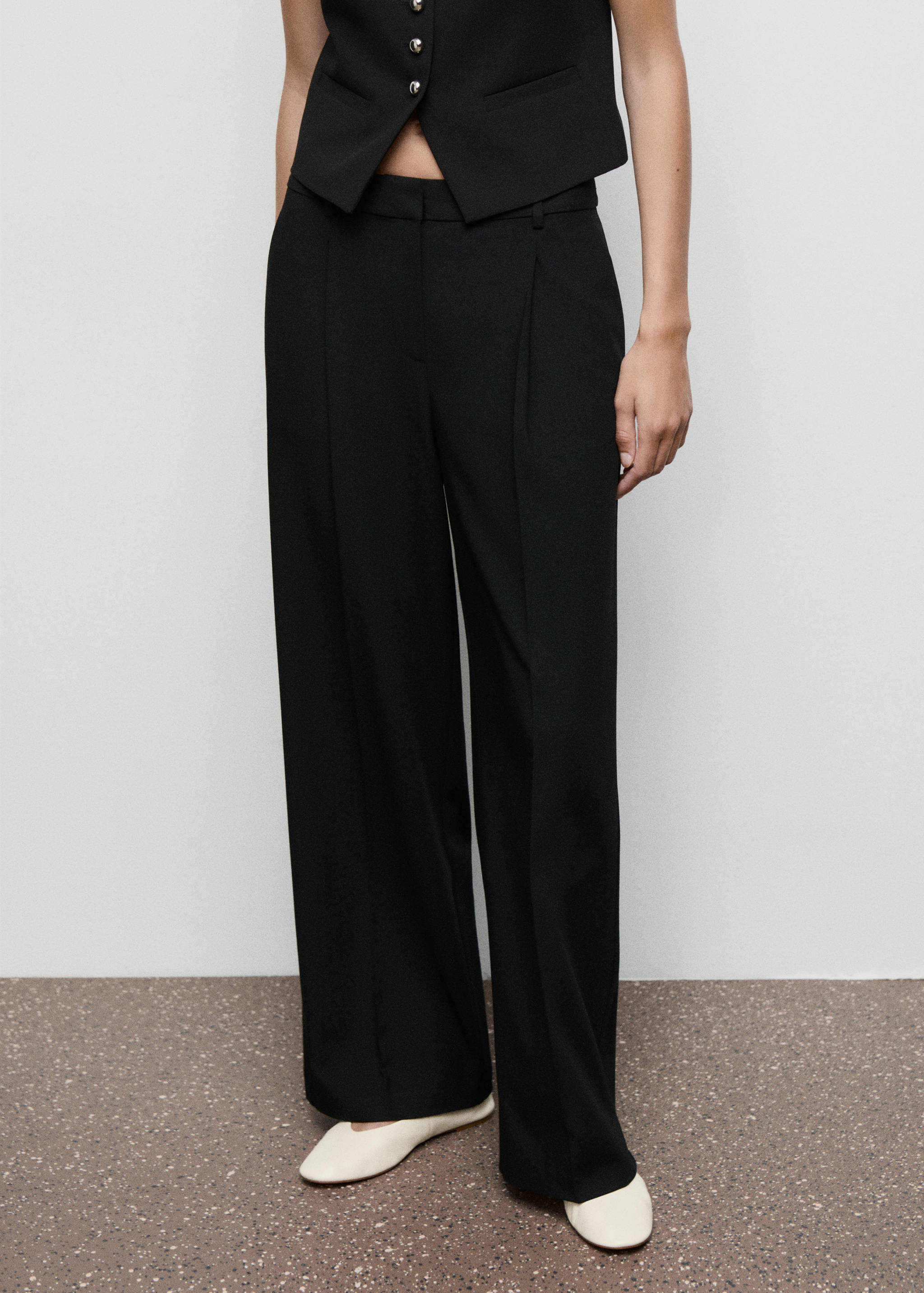 Pleated wide leg trousers - Medium plane