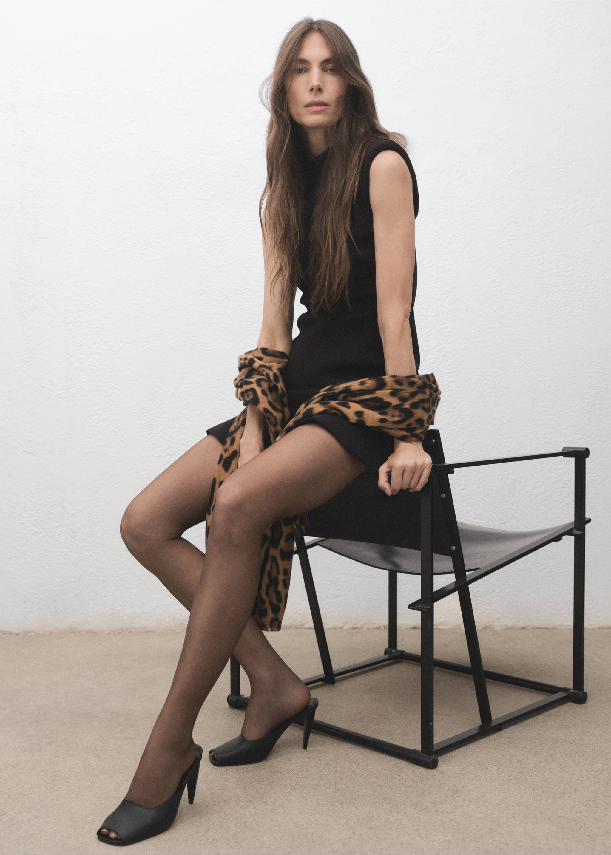 Écharpe imprimée léopard - Plan général, Marron. Ref: 17076351-00.