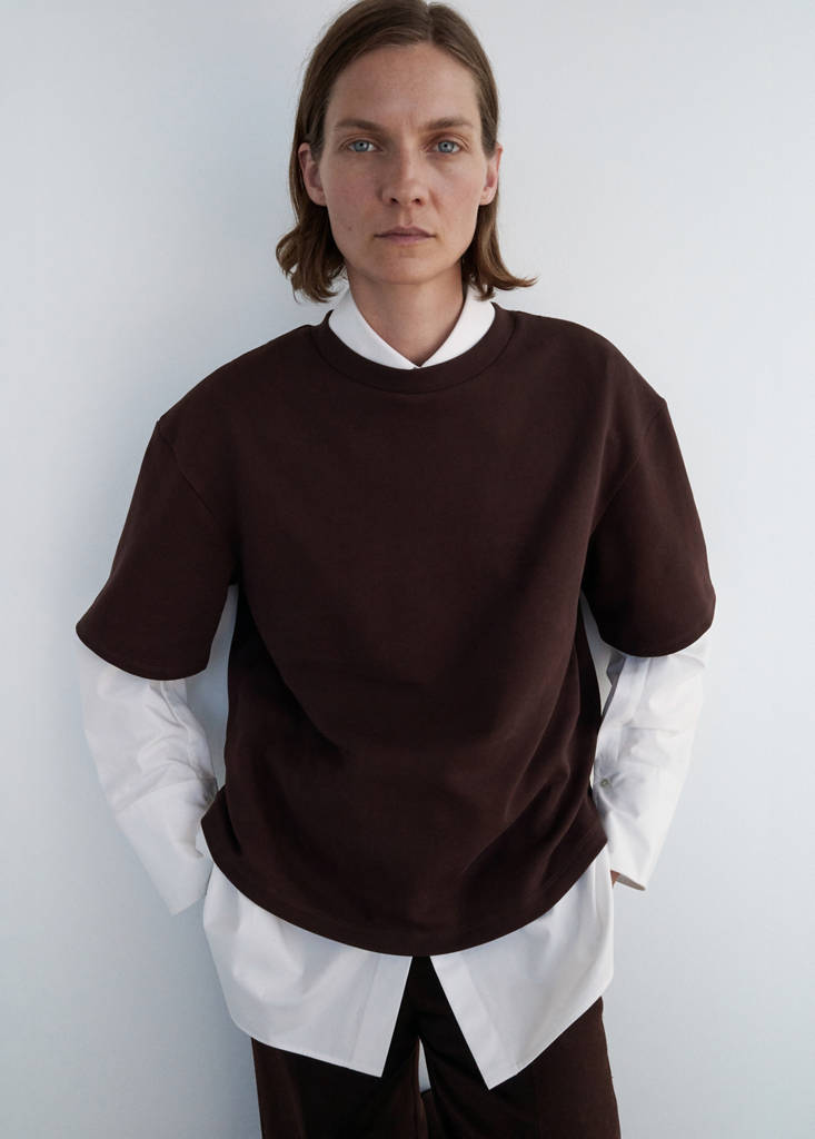 Oversized cotton t-shirt — Brown