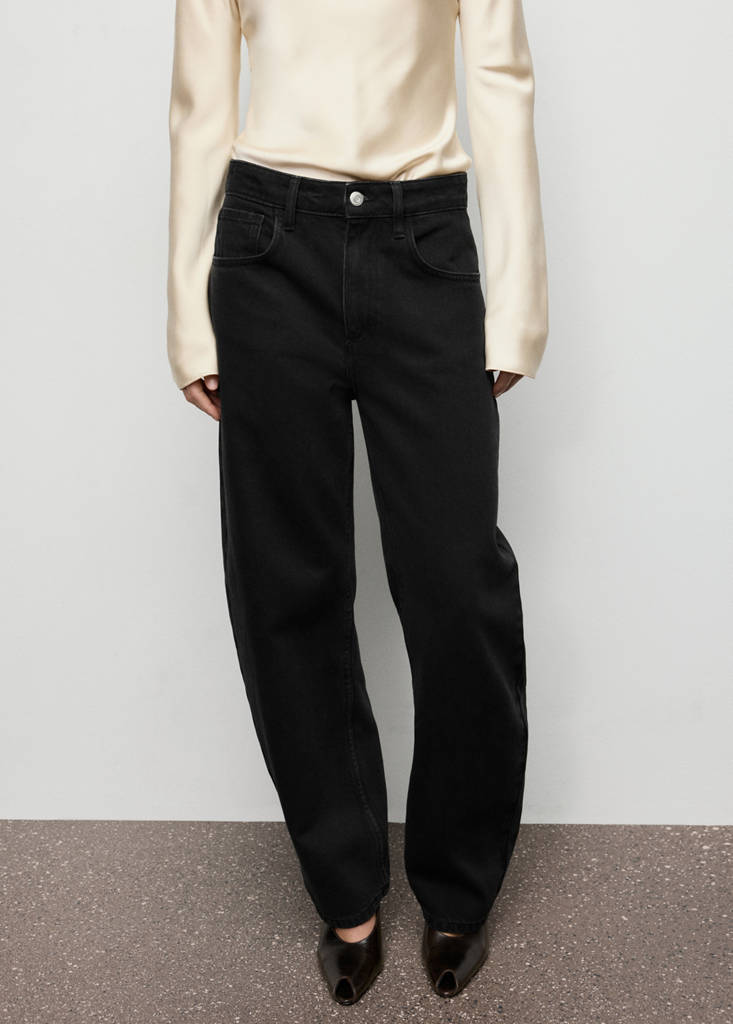 High-waisted barrel jeans — Black denim