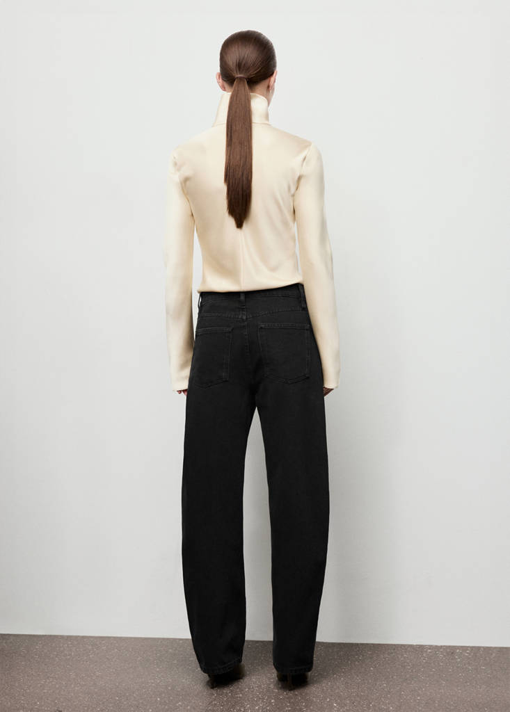 High-waisted barrel jeans — Black denim