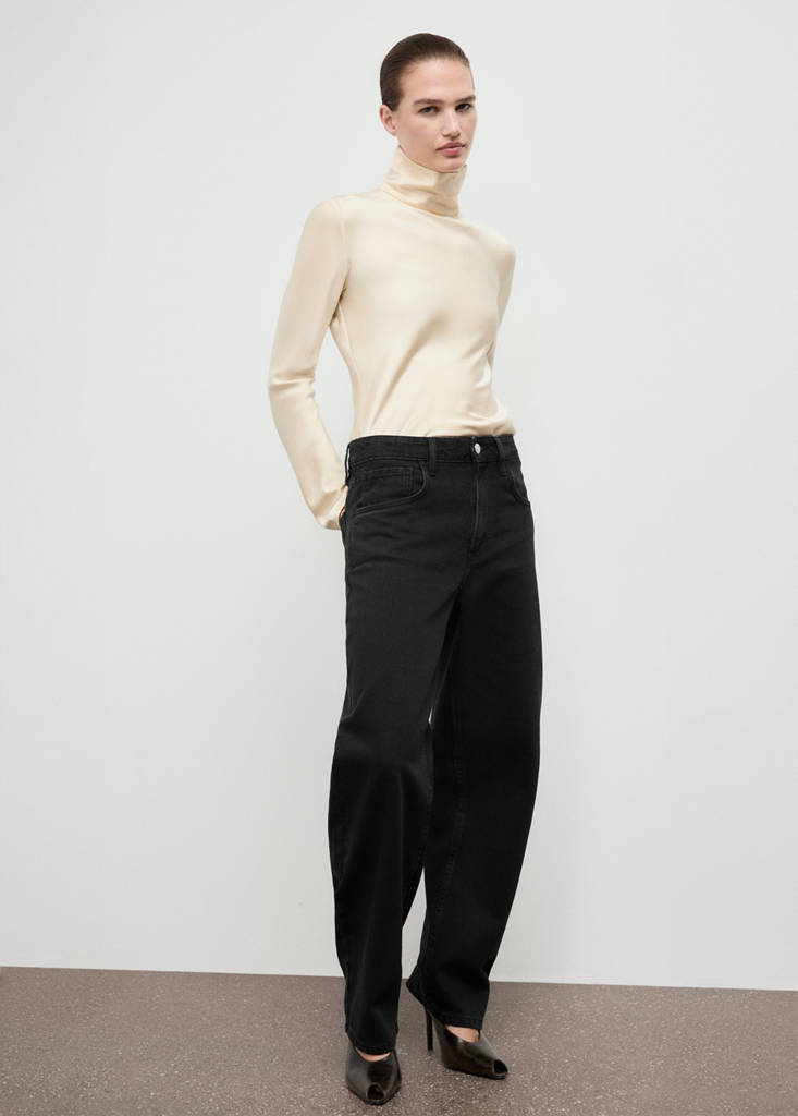 High-waisted barrel jeans — Black denim