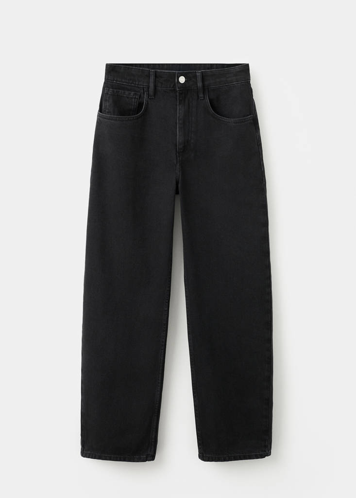 High-waisted barrel jeans — Black denim