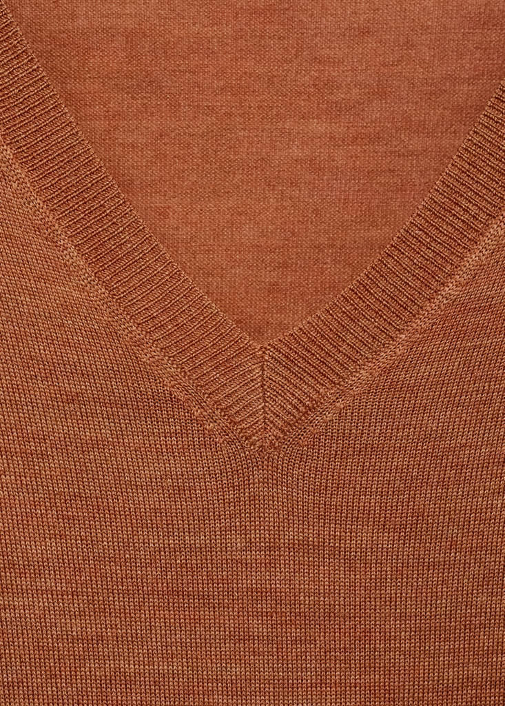 V-neck wool sweater — Burnt Orange