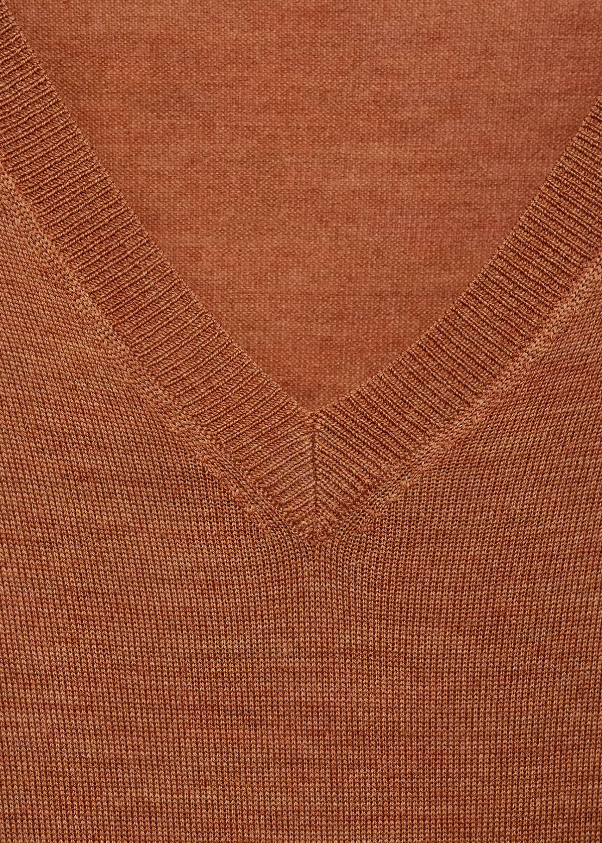 V-neck wool sweater — Burnt Orange