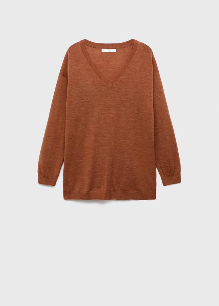 V-neck wool sweater — Burnt Orange