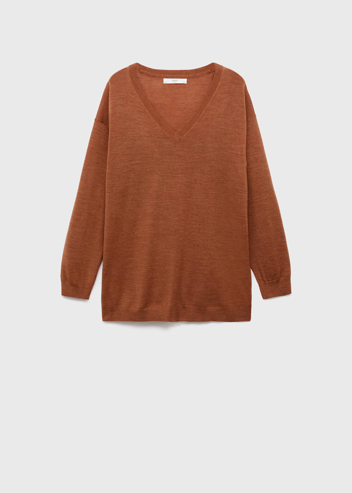 V-neck wool sweater — Burnt Orange