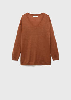 V-neck wool sweater — Burnt Orange 6