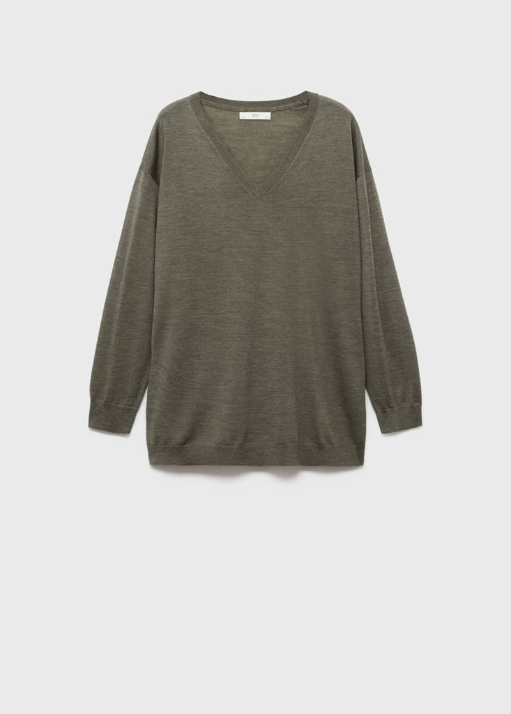 V-neck wool sweater — Green