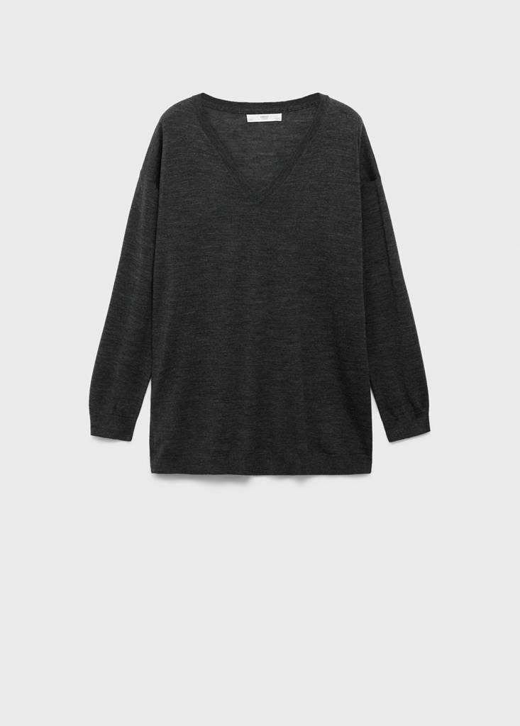 V-neck wool sweater — Charcoal