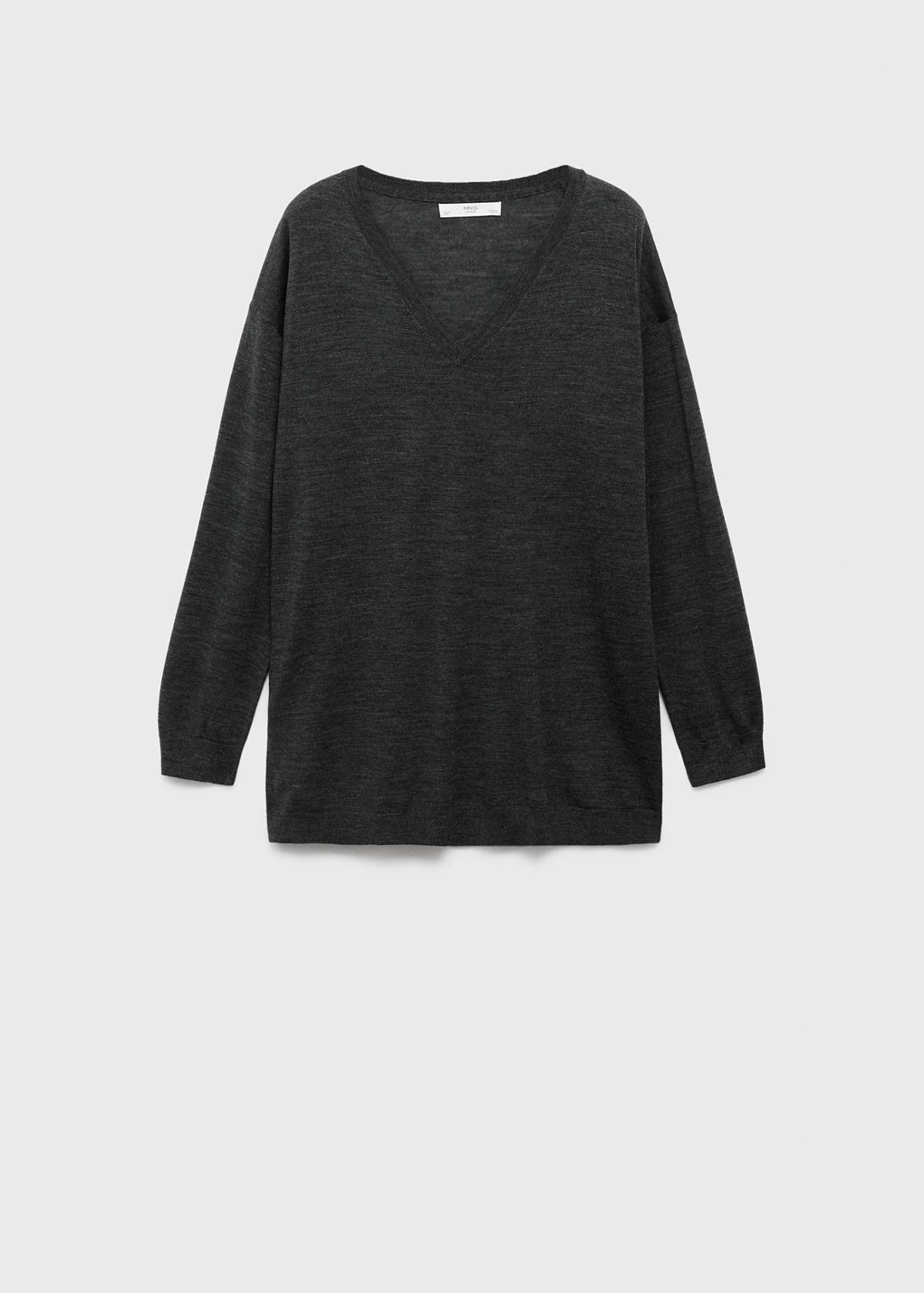 V-neck wool sweater — Charcoal