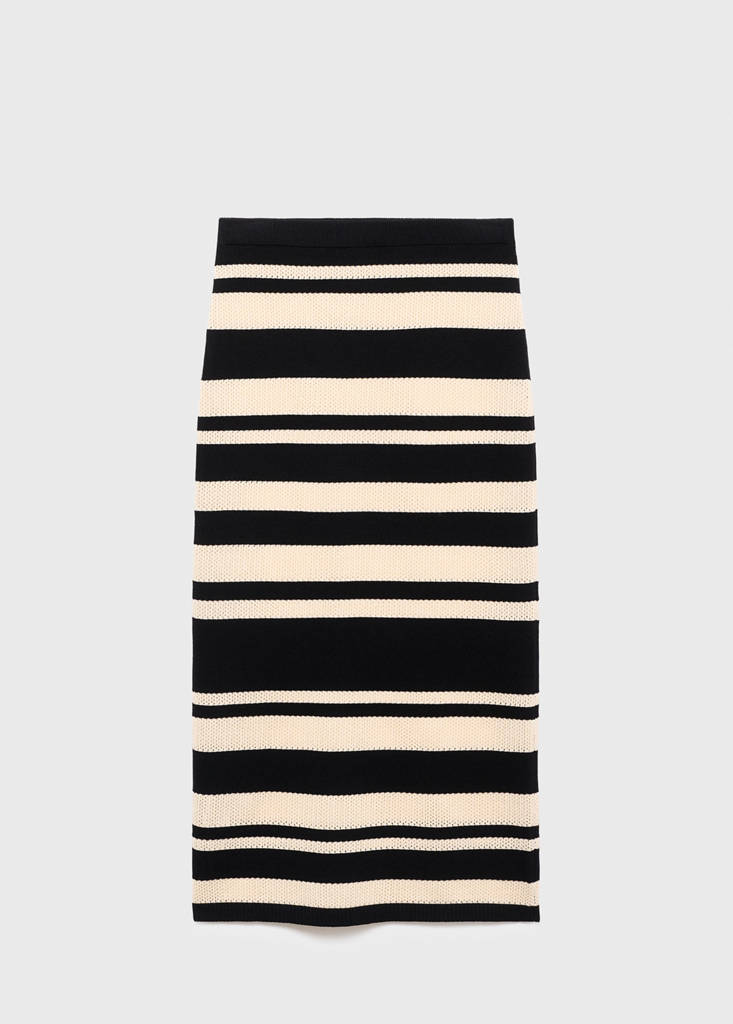 Knitted midi skirt with stripes thumbnail 6