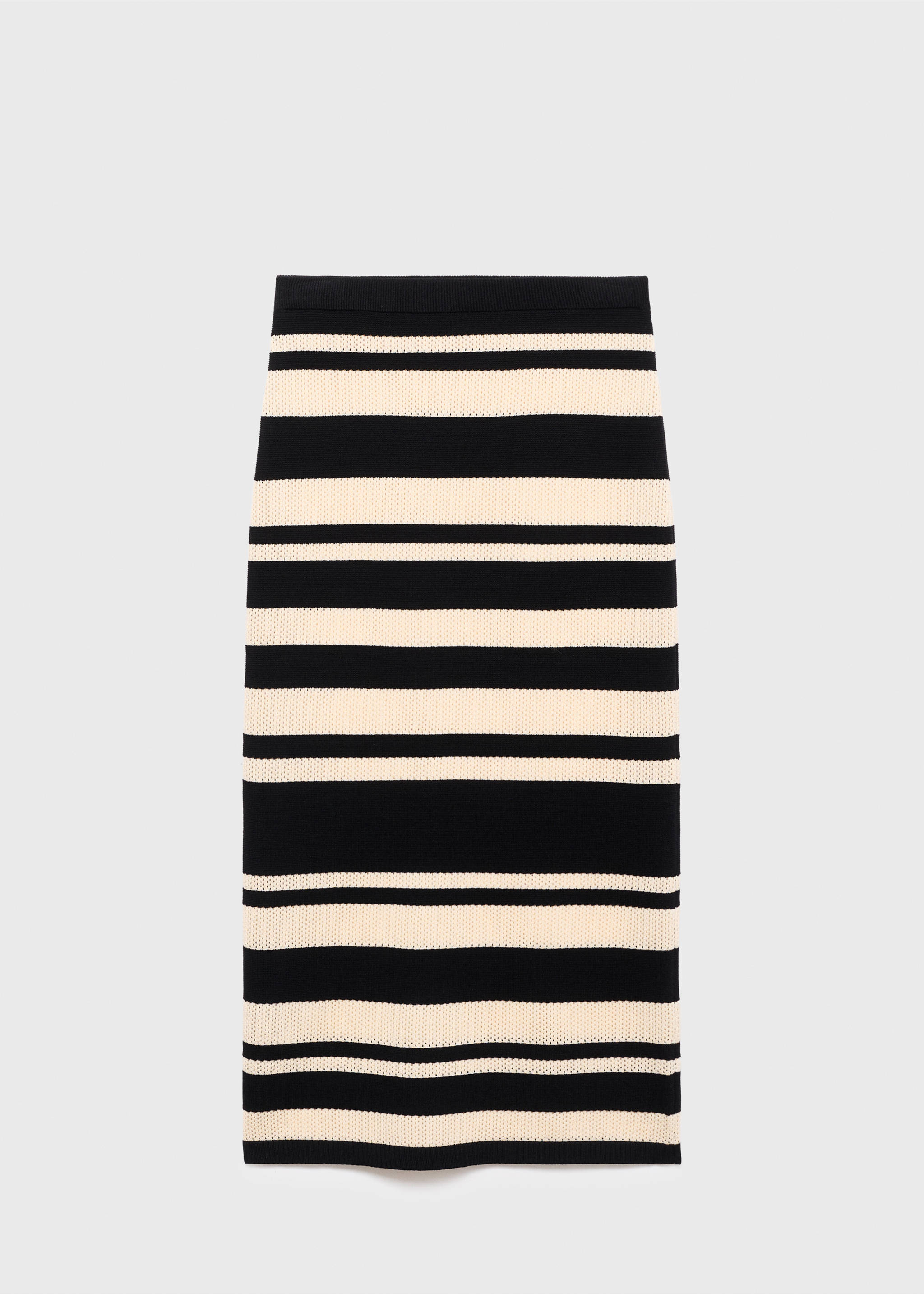 Knitted midi skirt with stripes - Article without model, Black. Ref: 17076728-00.