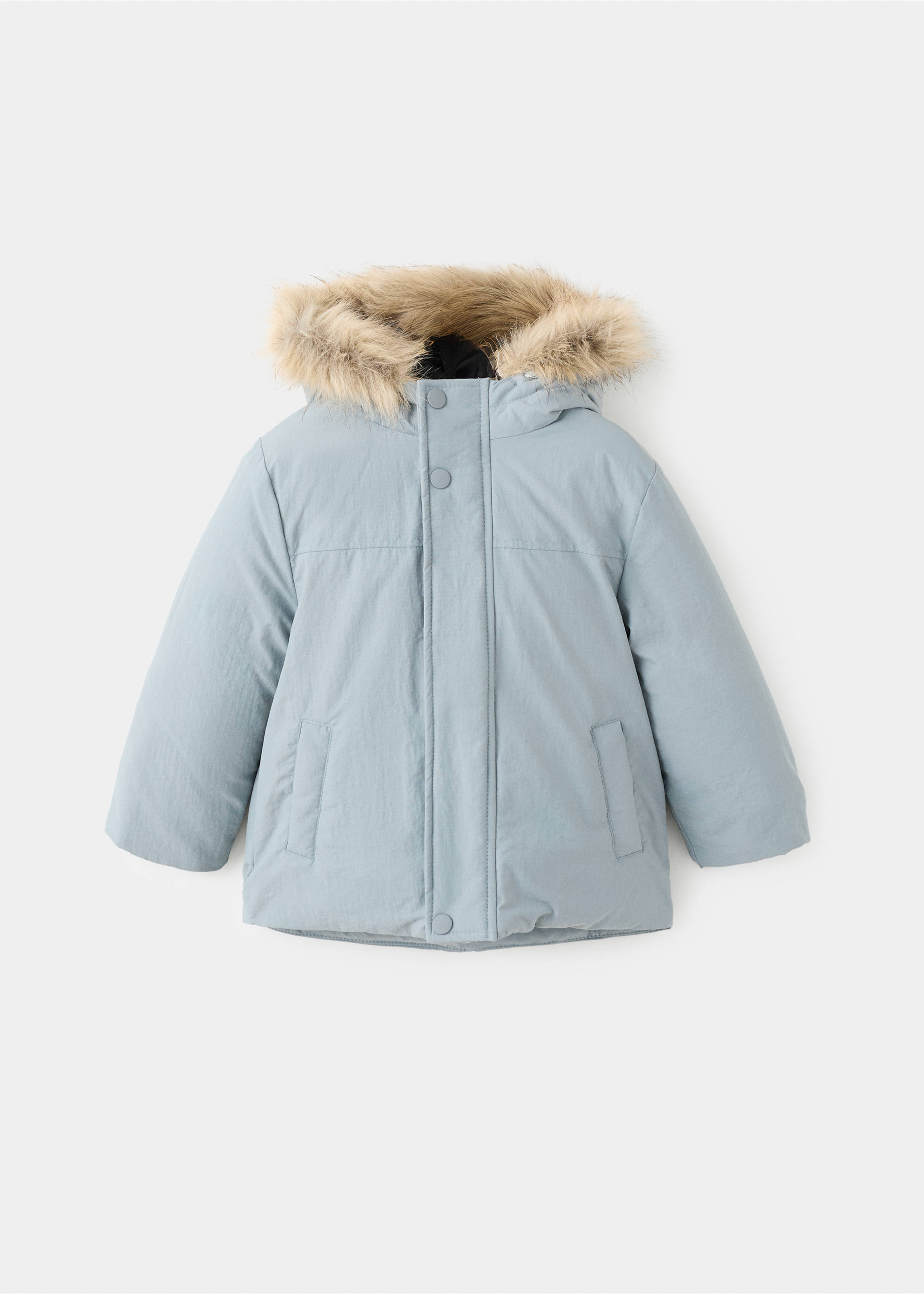 Anorak with shearling-effect hood - Article without model, Aqua Green. Ref: 17076731-00.