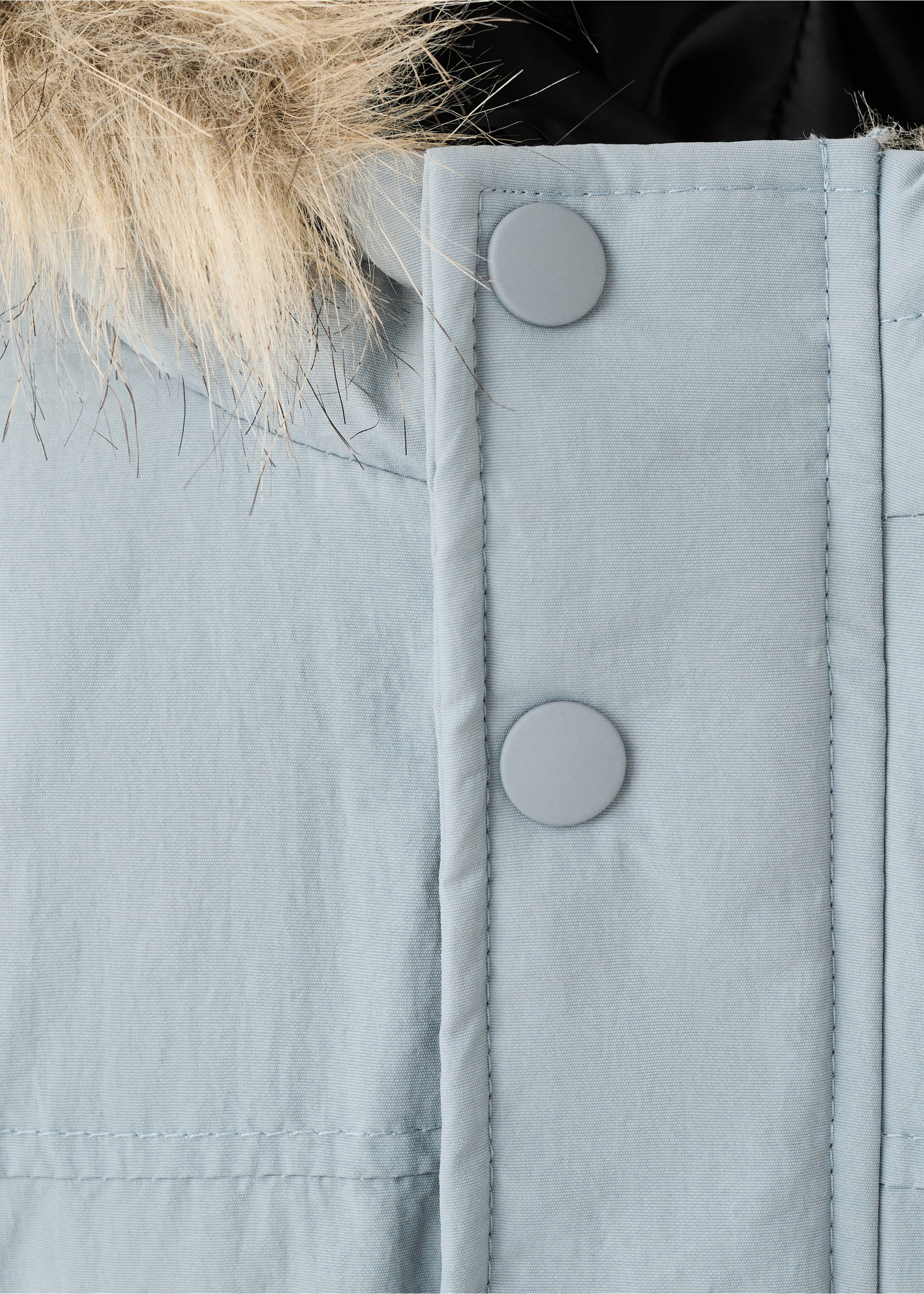 Anorak with shearling-effect hood - Details of the article 8, Aqua Green. Ref: 17076731-00.