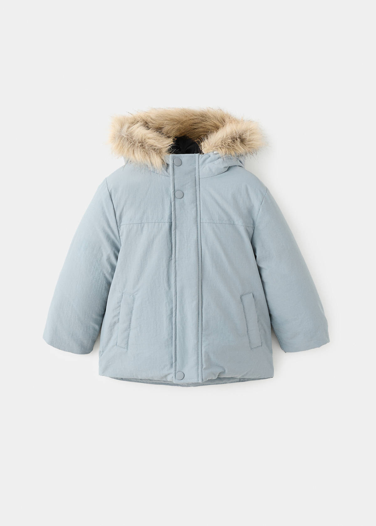 Anorak with shearling-effect hood — Aqua Green
