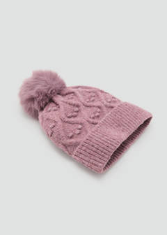 Textured hat with pom-pom — Wine 3