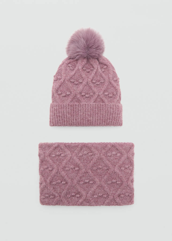 Textured hat with pom-pom - thumbnail 4