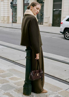 Wool-blend jacket with detachable collar — Khaki 3