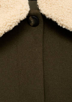 Wool-blend jacket with detachable collar — Khaki 6