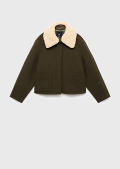 Wool-blend jacket with detachable collar — Khaki 5