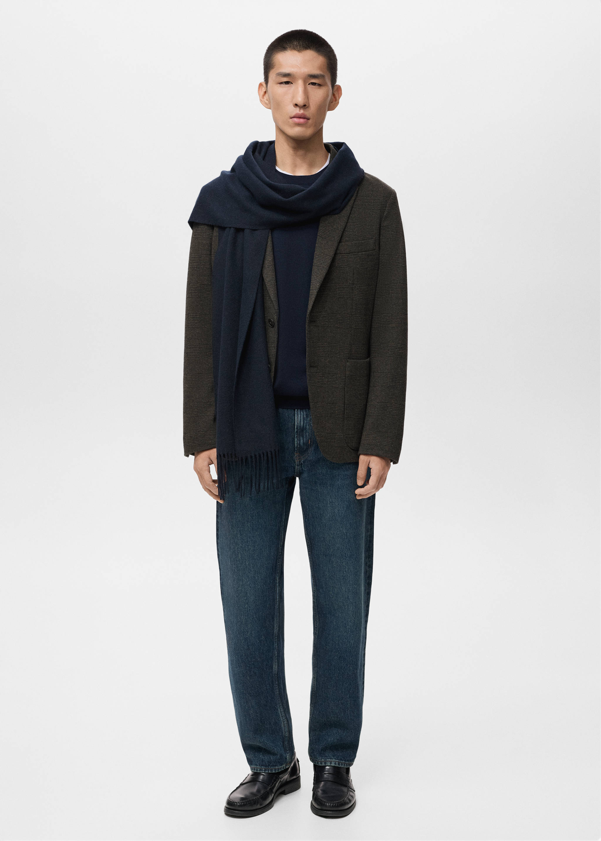 Slim-fit micro-check jacket - General plane