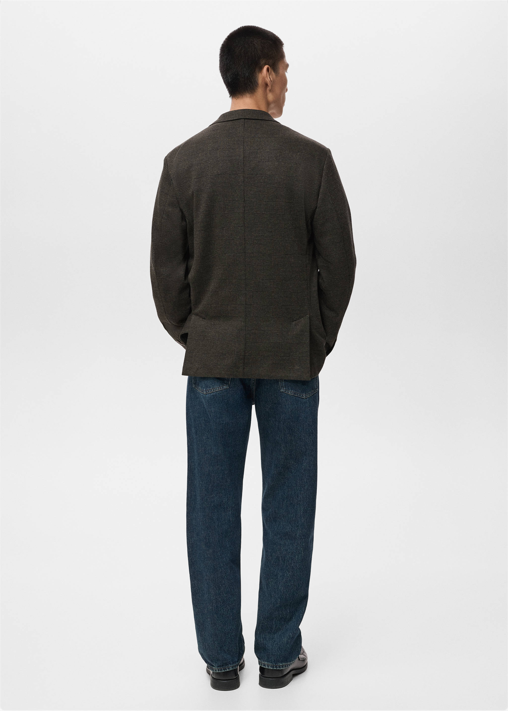Americana slim fit micro cuadro - Reverso del artículo, Khaki. Ref: 17076736-00.