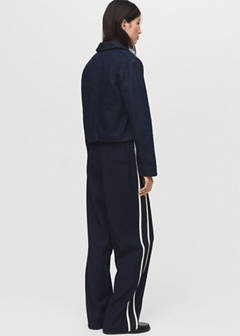 Contrast stripe straight trousers — Navy 3