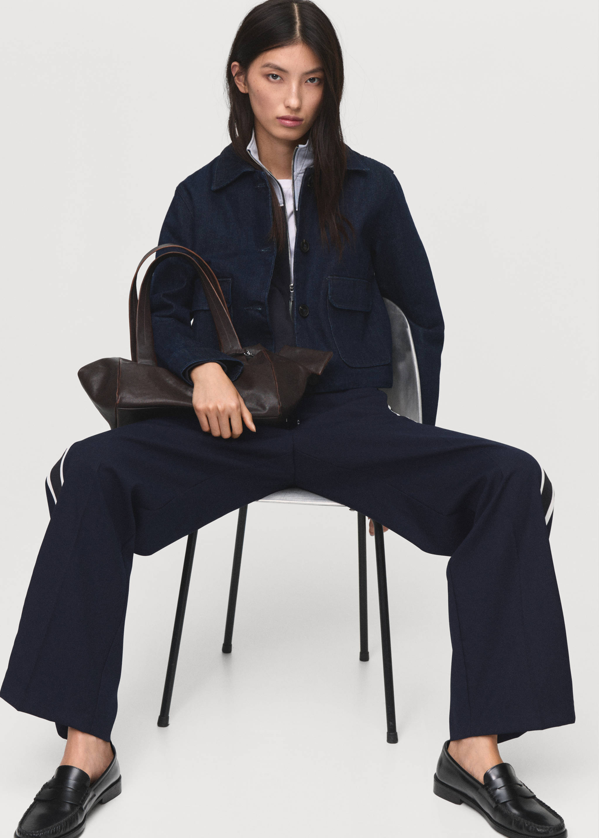 Contrast stripe straight pants - Details of the article 1