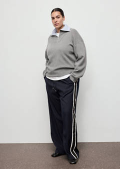 Contrast stripe straight trousers — Navy 5