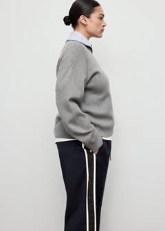 Contrast stripe straight trousers — Navy 7