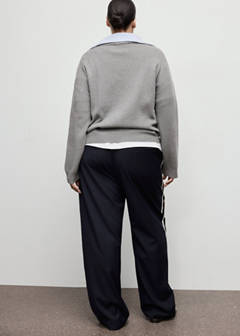 Contrast stripe straight trousers — Navy 12