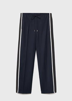 Contrast stripe straight trousers — Navy 14