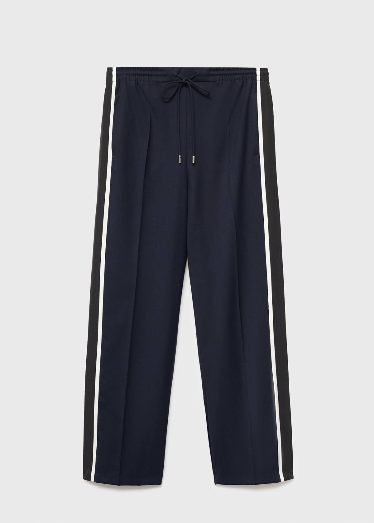 Contrast stripe straight trousers — Navy