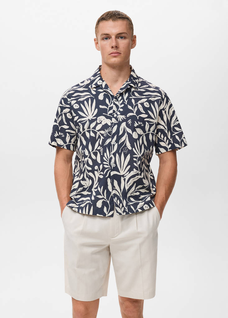 Relaxed-fit printed shirt — Indigo Blue